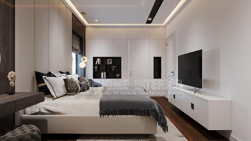 Tủ đựng đồ ấn tượng trong trang trí phòng ngủ phong cách hiện đại. thiết kế nội thất chung cư