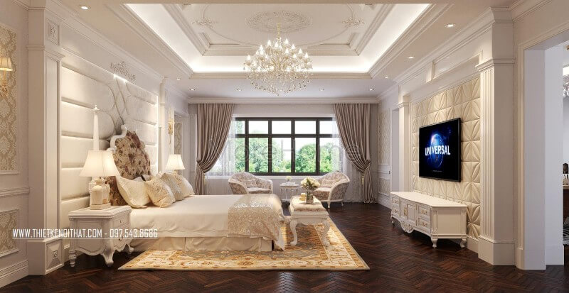 Trang trí nội thất phòng ngủ chung cư cao cấp phong cách tân cổ điển thiết kế nội thất chung cư